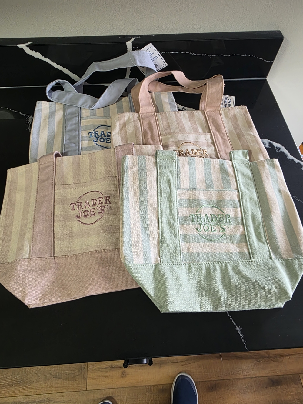 Pastel Stripe Tote Bag - Mint, Beige, Pink & Blue